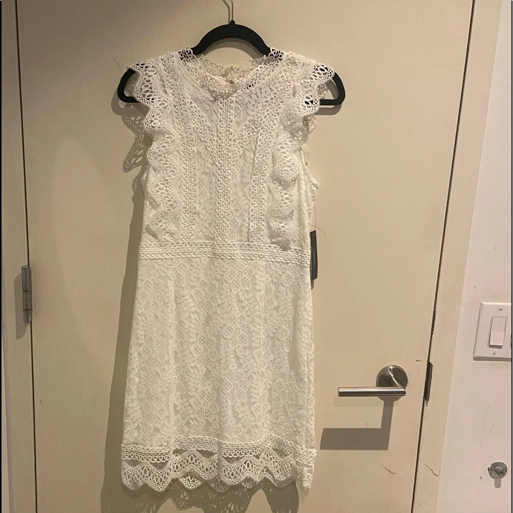 NWT Lulu's High-Neck White Lace Tank Mini Dress - Picture 5 of 11
